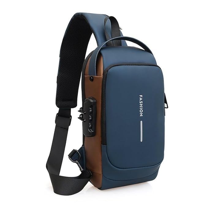 The ORIGINAL Waterproof Polyester Slim Unisex Crossbody Sling Bag Chest Backpack Men's Shoulder Bag, Leisure Travel Handbag, Hard Shell Anti-Theft Chest Bag