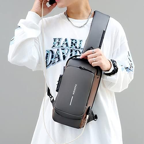 The ORIGINAL Waterproof Polyester Slim Unisex Crossbody Sling Bag Chest Backpack Men's Shoulder Bag, Leisure Travel Handbag, Hard Shell Anti-Theft Chest Bag