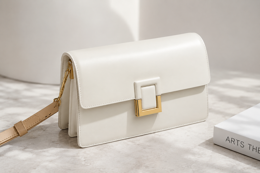 Luxury White Structured Shoulder Sling Bag for Women | Jadevine Bags
