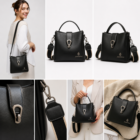 Jadevine Luxe Structured Shoulder Bag for Women | Premium Textured Leather Handbag with Adjustable Strap