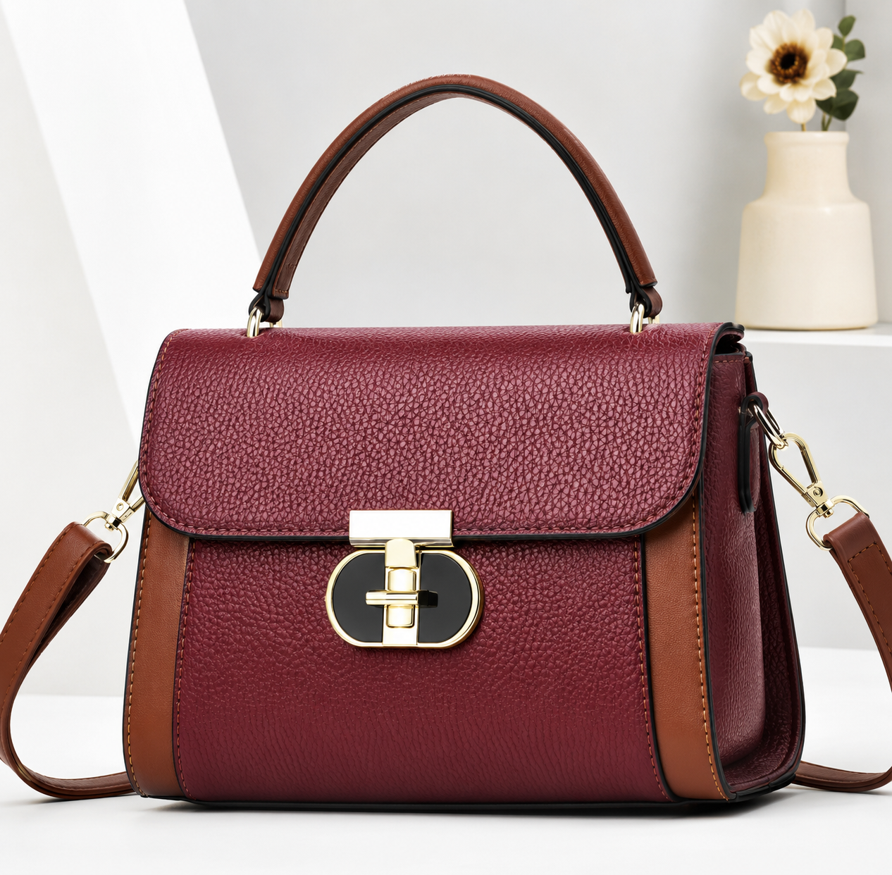 Jadevine Elegant Structured Crossbody Satchel Handbag for Women