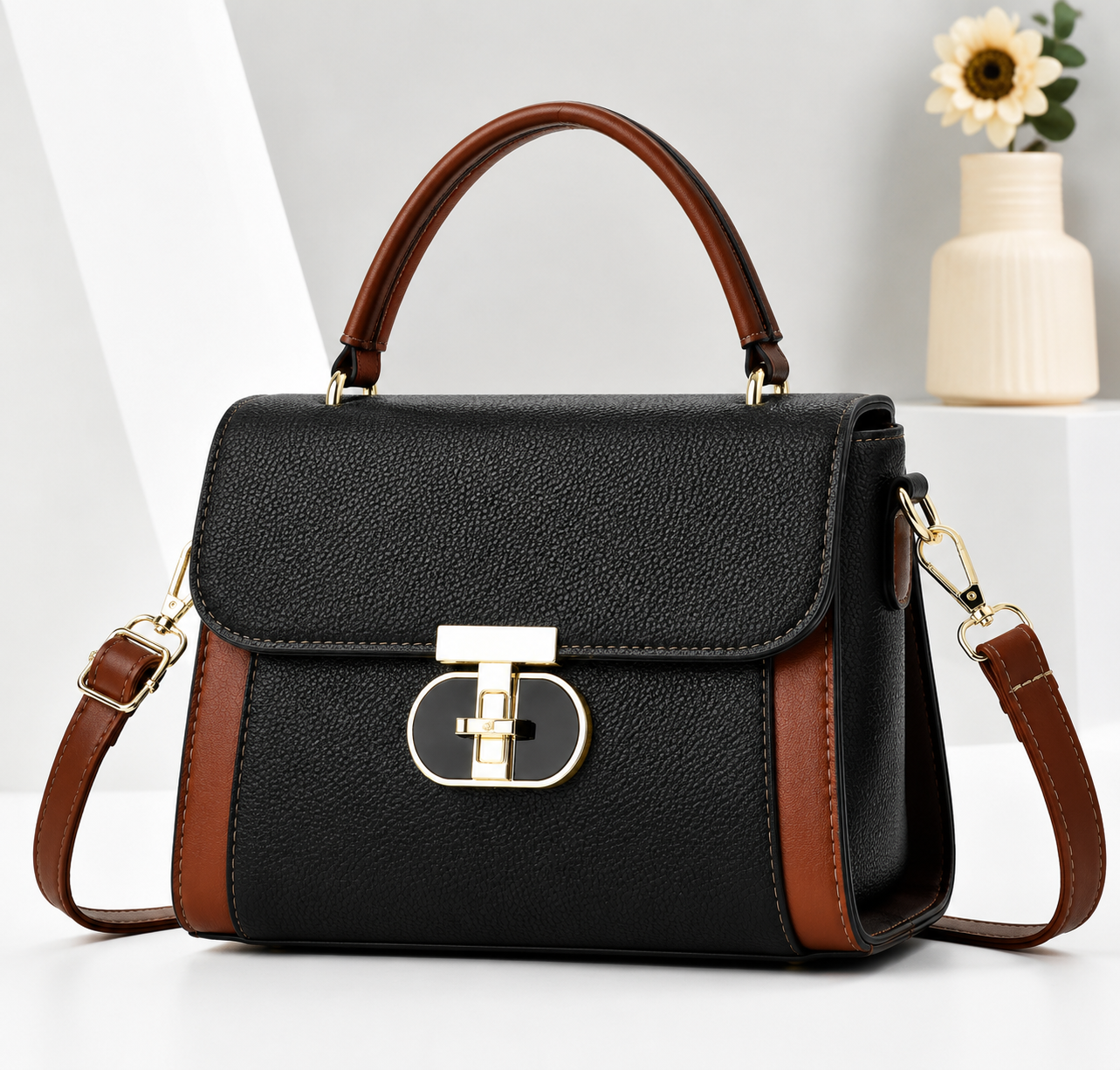 Jadevine Elegant Structured Crossbody Satchel Handbag for Women