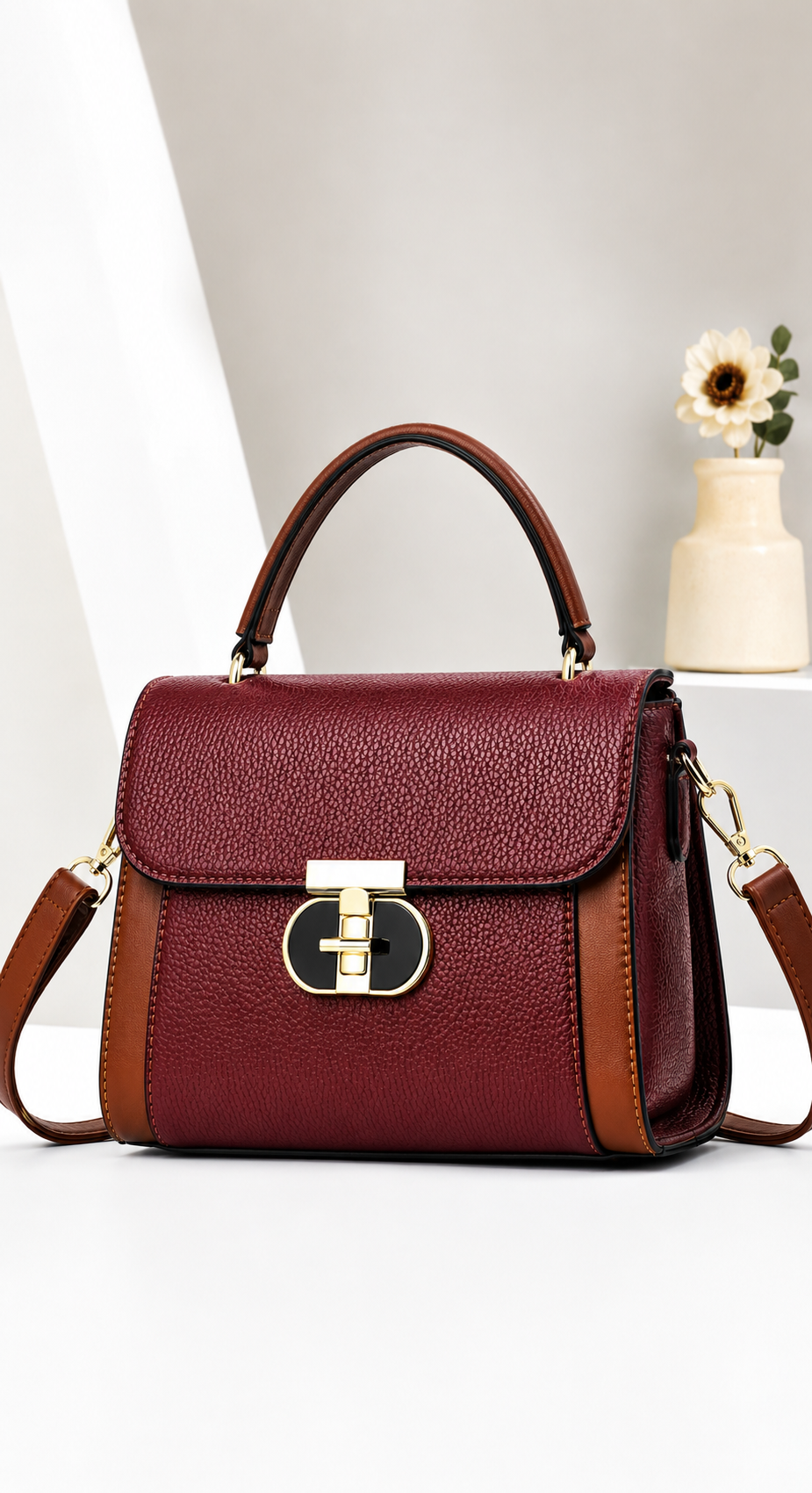 Jadevine Elegant Structured Crossbody Satchel Handbag for Women