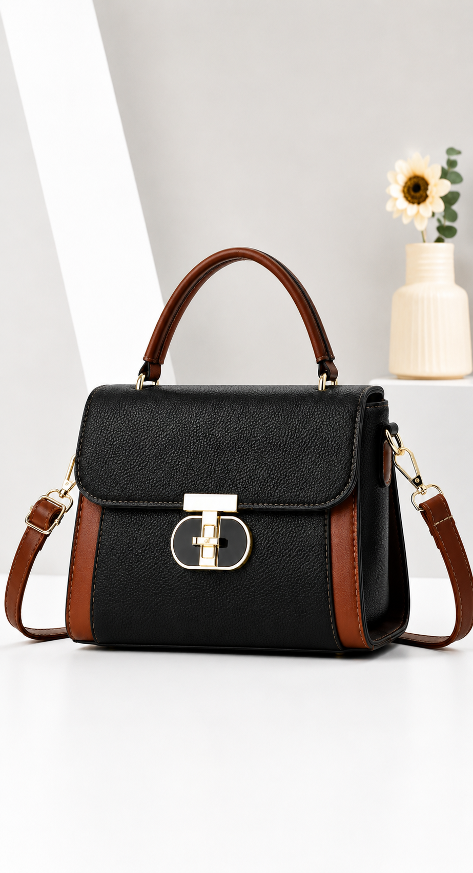 Jadevine Elegant Structured Crossbody Satchel Handbag for Women