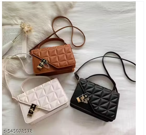 High-Gloss Quilted Crossbody Bag with Geometric Metal Lock
