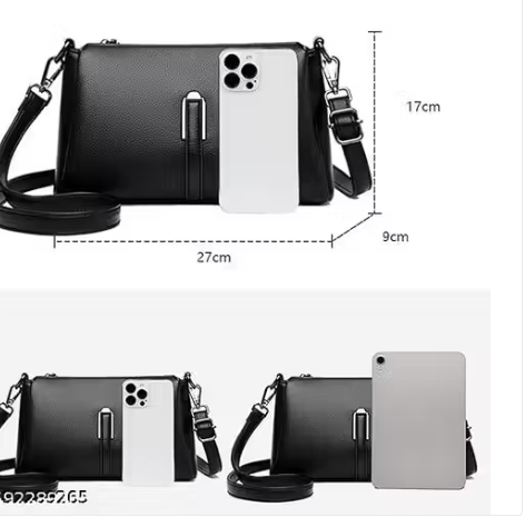 Gemini said Elite Chic Pebbled Leather Crossbody Bag with Metallic Vertical Accent